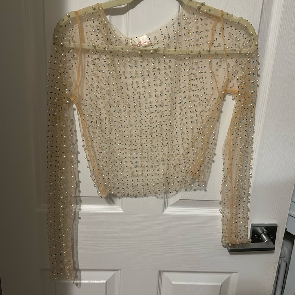 REVOLVE Pearl Mesh Top